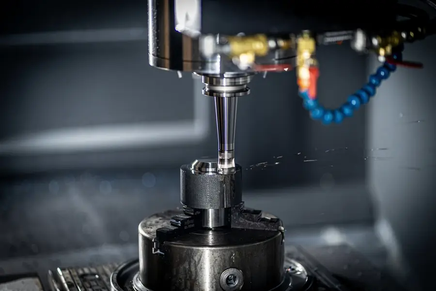 Fresadora CNC maquinando un bloque de acero